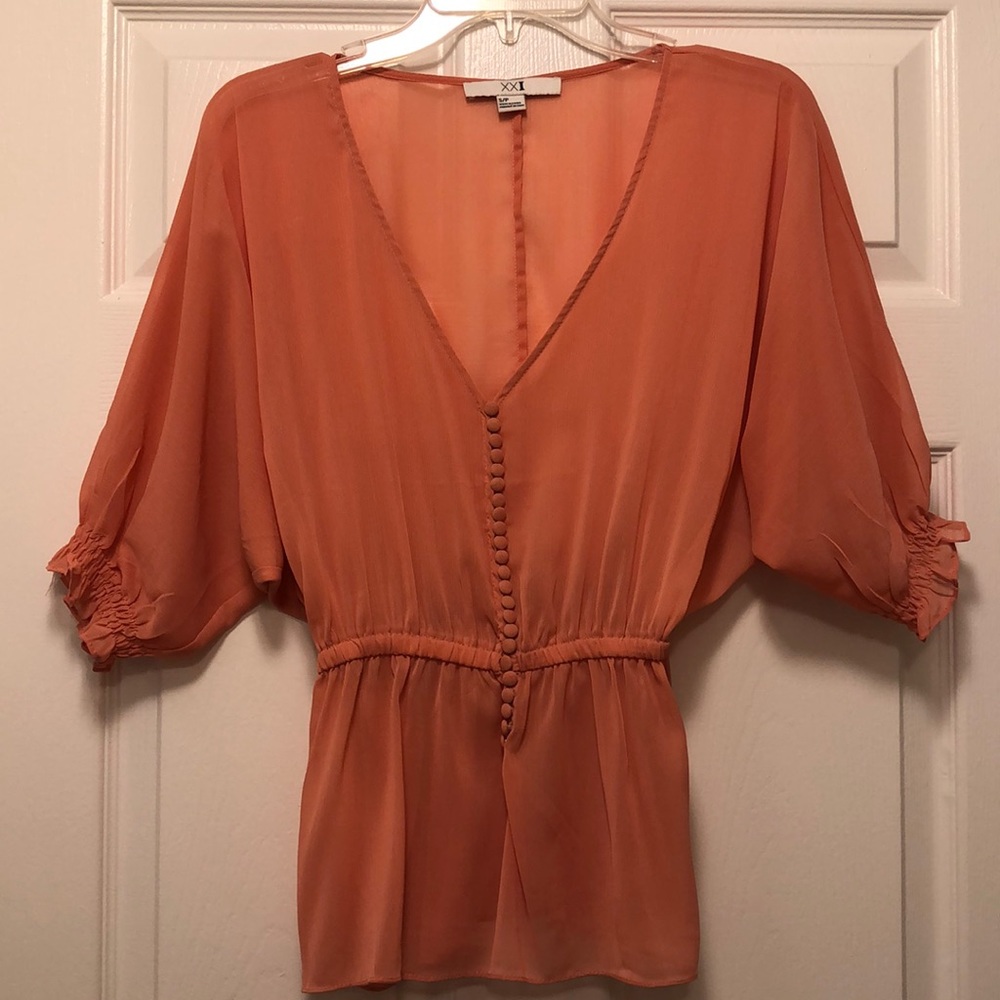 Peach/orange top with button detail
